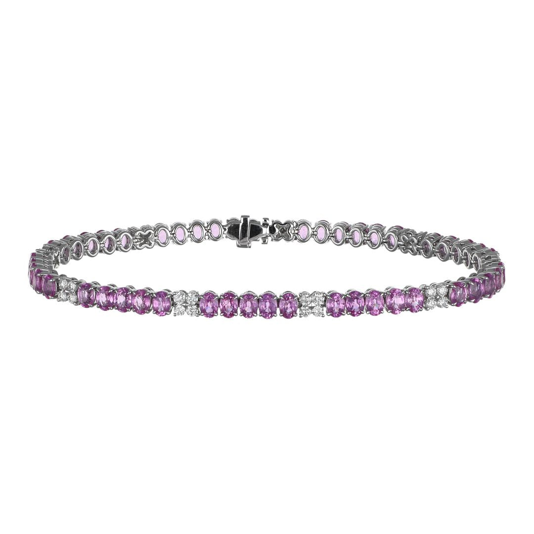 Pink Sapphire Bracelet (Pink Sapphire 10.6 cts. White Diamond 0.91 cts.)