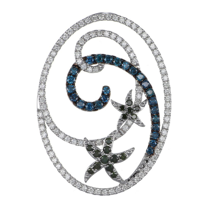 Blue and Green Diamond Pendant (Blue Diamond 0.4 cts. Green Diamond 0.23 cts. White Diamond 0.67 cts.)