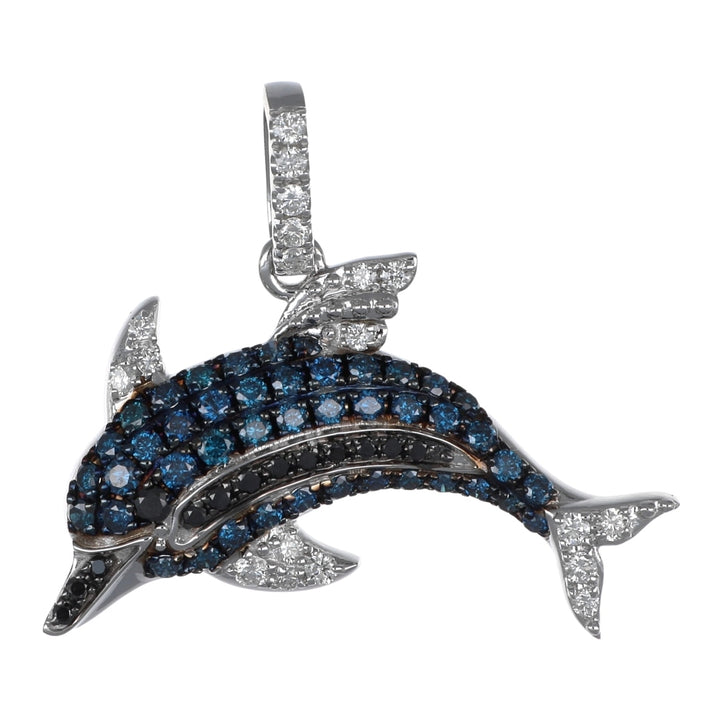 Blue and Black Diamond Pendant (Blue Diamond 0.47 cts. Black Diamond 0.1 cts. White Diamond 0.18 cts.)