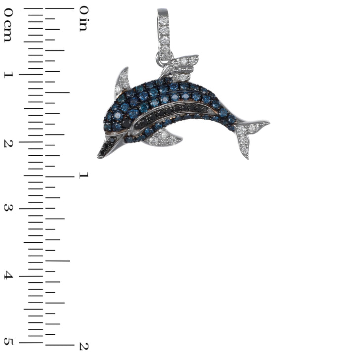 Blue and Black Diamond Pendant (Blue Diamond 0.47 cts. Black Diamond 0.1 cts. White Diamond 0.18 cts.)