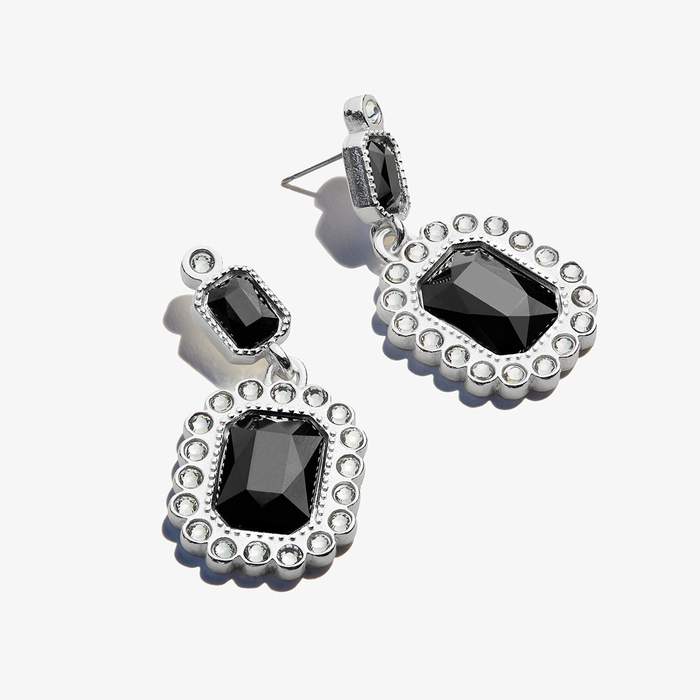 ALEX AND ANI Black Emerald Showstopper Earrings Not Net