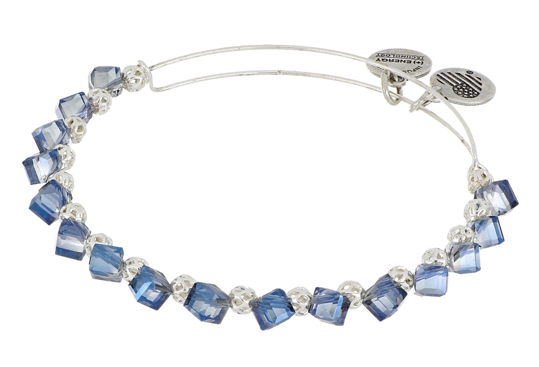 ALEX AND ANI Blue Block Silver Beaded Bangle Not Net