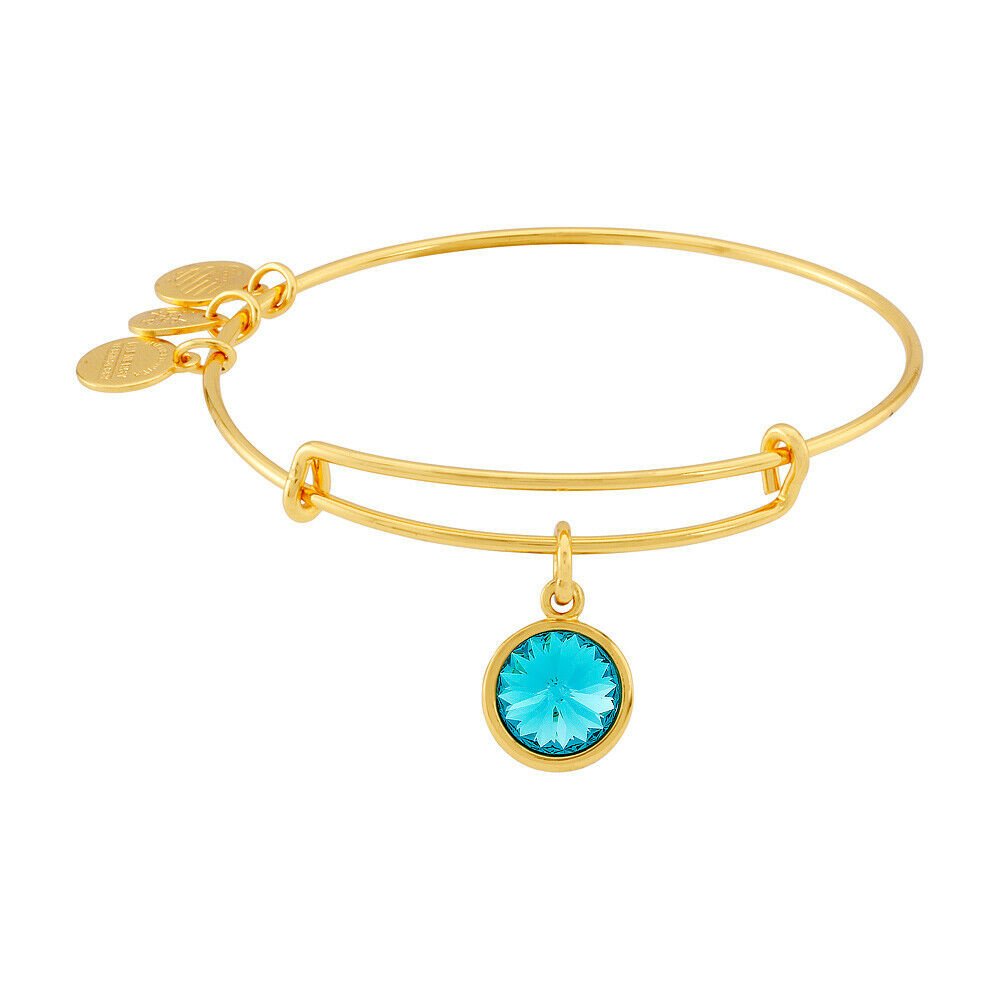 ALEX AND ANI Blue Zircon Birthstone Charm Bangle, December Not Net