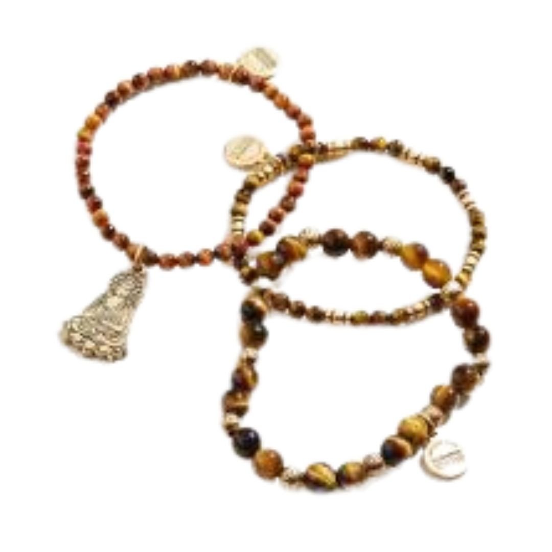 ALEX AND ANI Buddha Charm Stretch Bracelet Set of 3 Not Net
