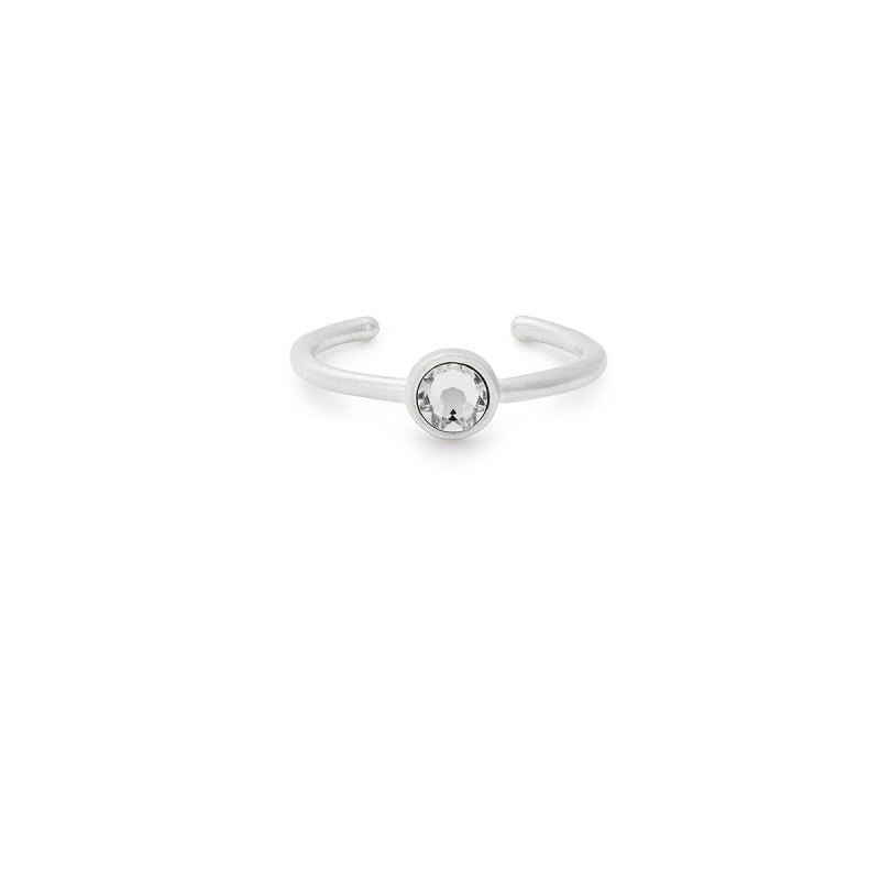 ALEX AND ANI Clear Crystal Birthstone Adjustable Ring With Swarovski Crystals Sterling Silver Not Net