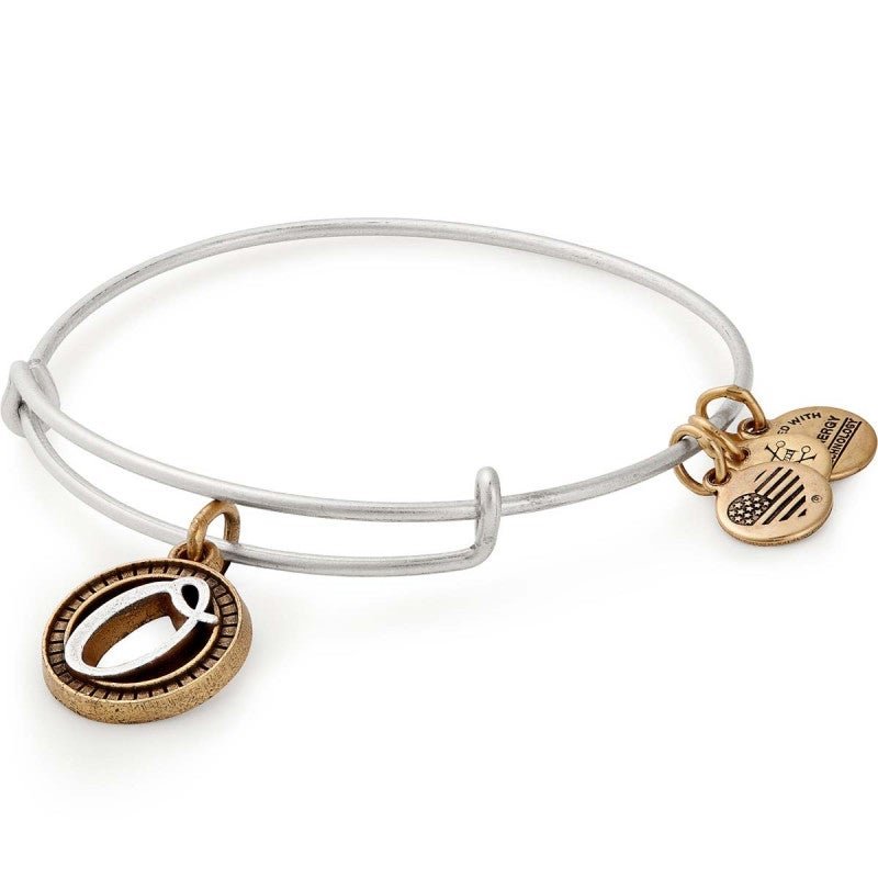 ALEX AND ANI Initial O Two Tone Charm Bangle Not Net