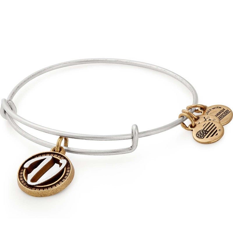 ALEX AND ANI Initial V Two Tone Charm Bangle Not Net