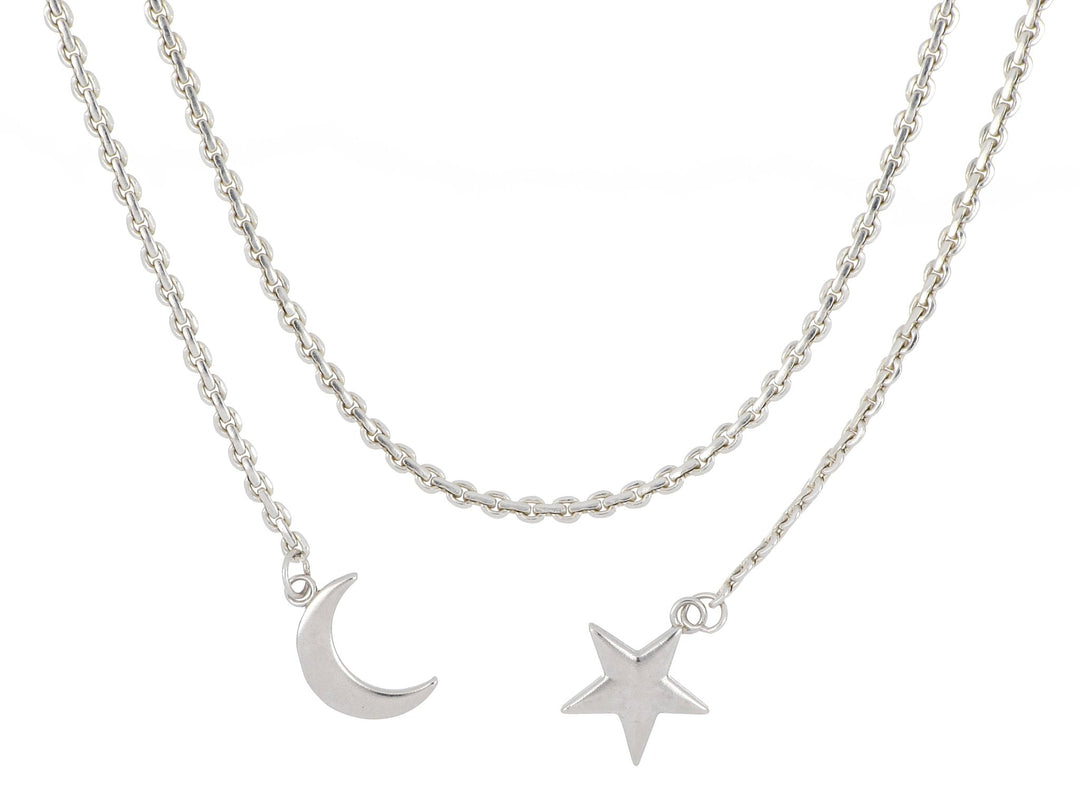ALEX AND ANI Moon and Star Layered Chain Necklace Not Net