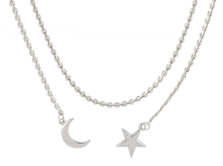 ALEX AND ANI Moon and Star Layered Chain Necklace Not Net