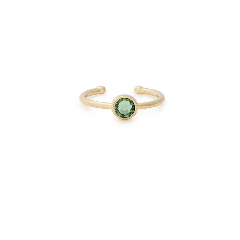 ALEX AND ANI Peridot Birthstone Adjustable Ring With Swarovski Crystals 14kt Gold Plated Not Net