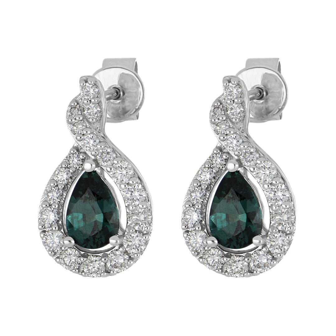 Alexandrite Earrings (Alexandrite 0.86 cts. White Diamond 0.56 cts.) Not Net
