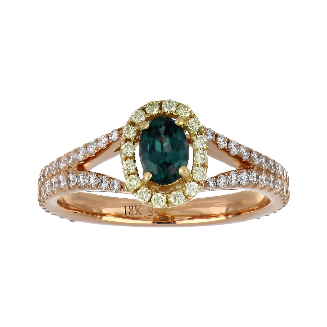 Alexandrite Ring (Alexandrite 0.55 cts. White Diamond 0.58 cts. Yellow Diamond 0.14 cts.) Not Net