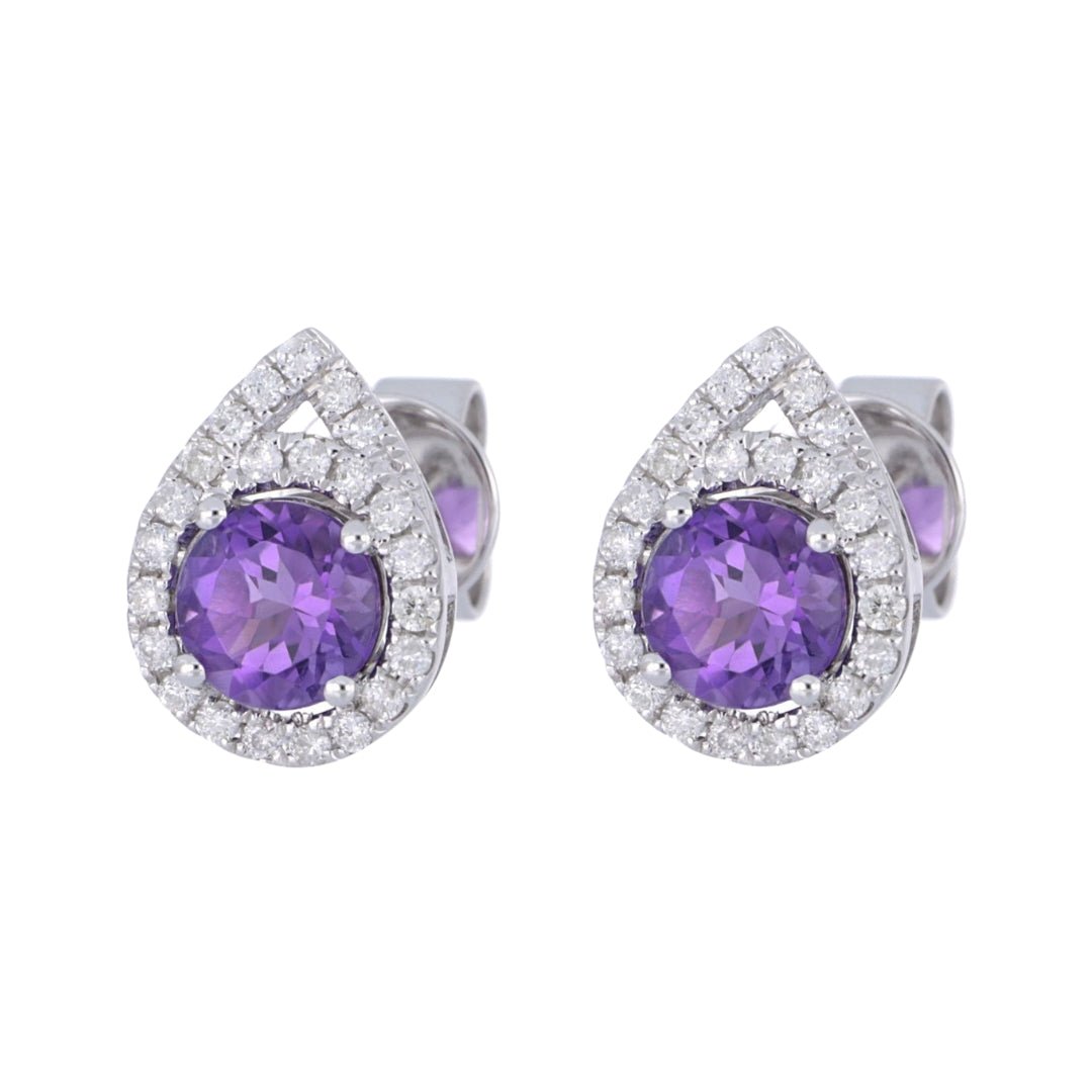 Amethyst Earrings (Amethyst 0.88 cts. White Diamond 0.24 cts.) Not Net