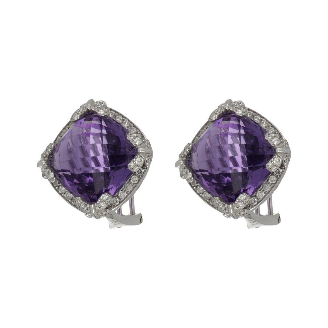 Amethyst Earrings (Amethyst 19.83 cts. White Diamond 0.77 cts.) Not Net