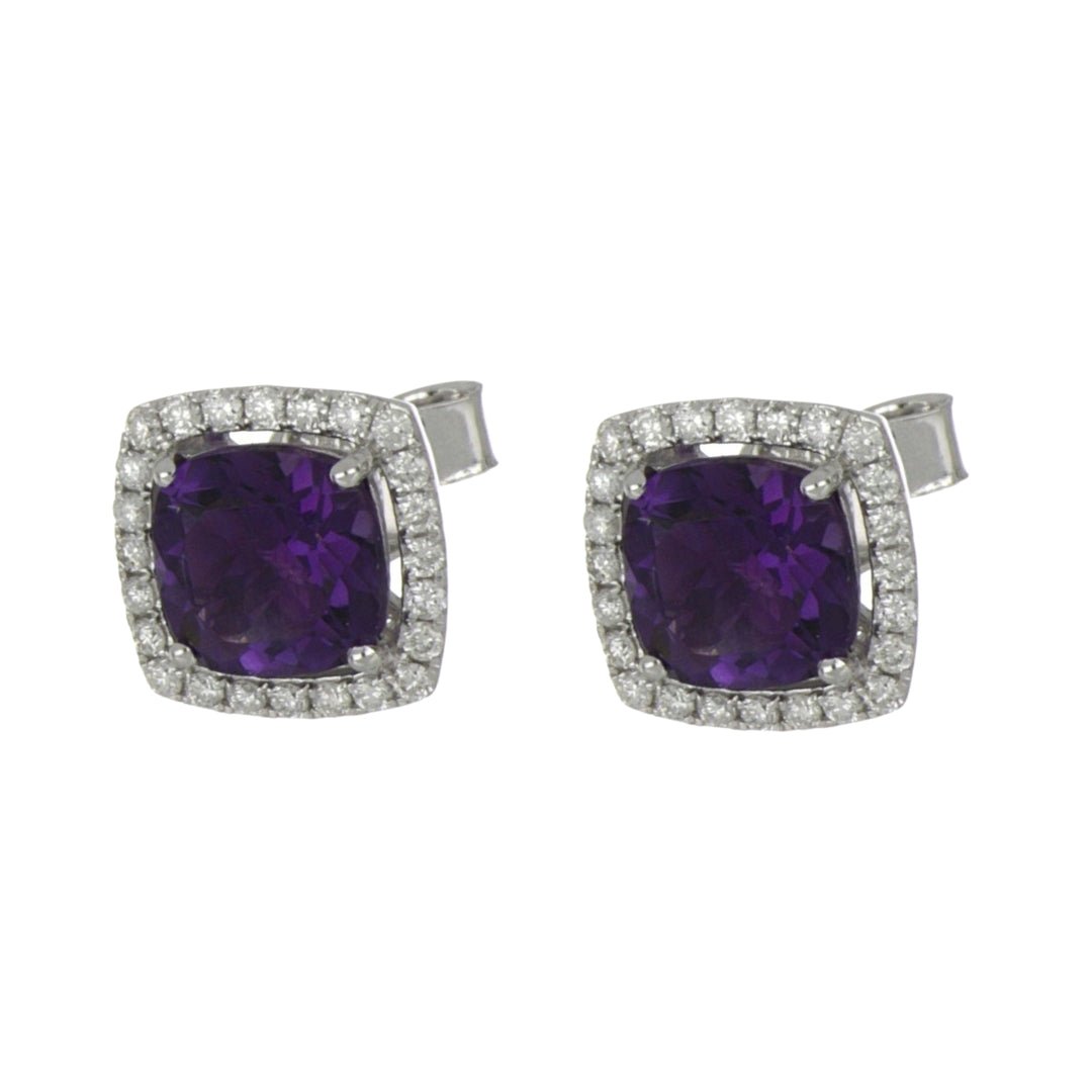 Amethyst Earrings (Amethyst 2.86 cts. White Diamond 0.4 cts.) Not Net