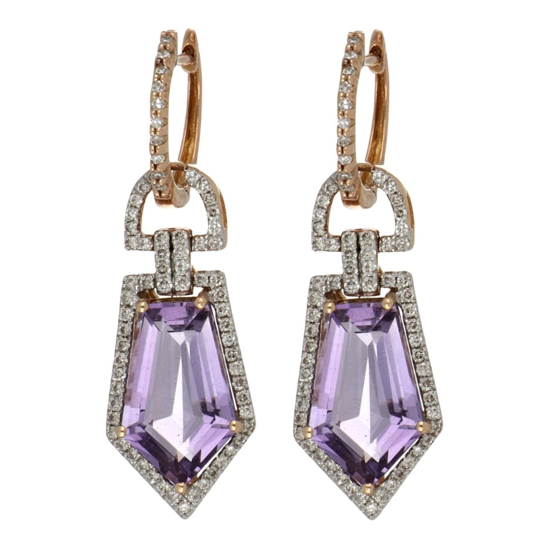 Amethyst Earrings (Amethyst 5.52 cts. White Diamond 0.66 cts.) Not Net