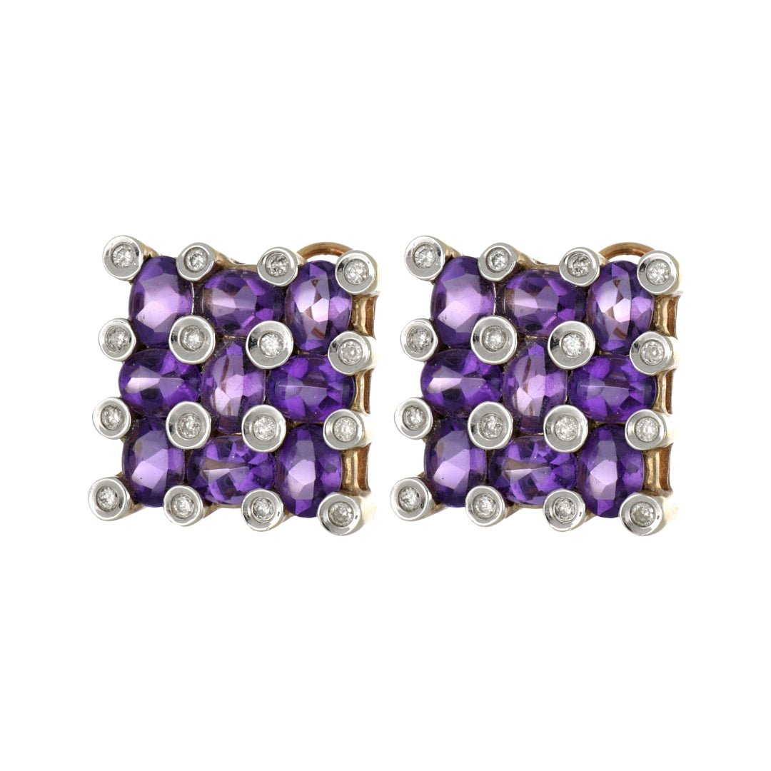 Amethyst Earrings (Amethyst 9.56 cts. White Diamond 0.42 cts.) Not Net