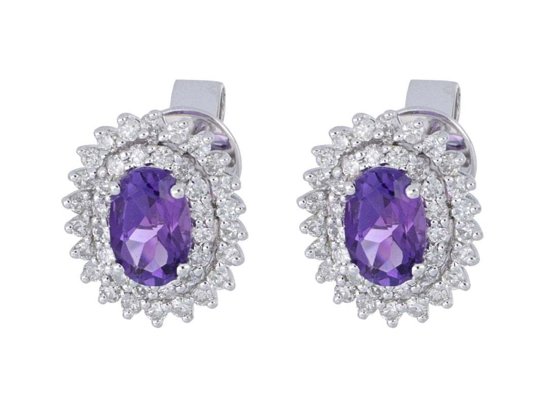 Amethyst Ladies Earrings (Amethyst 0.87 cts. White Diamond 0.47 cts.) Not Net
