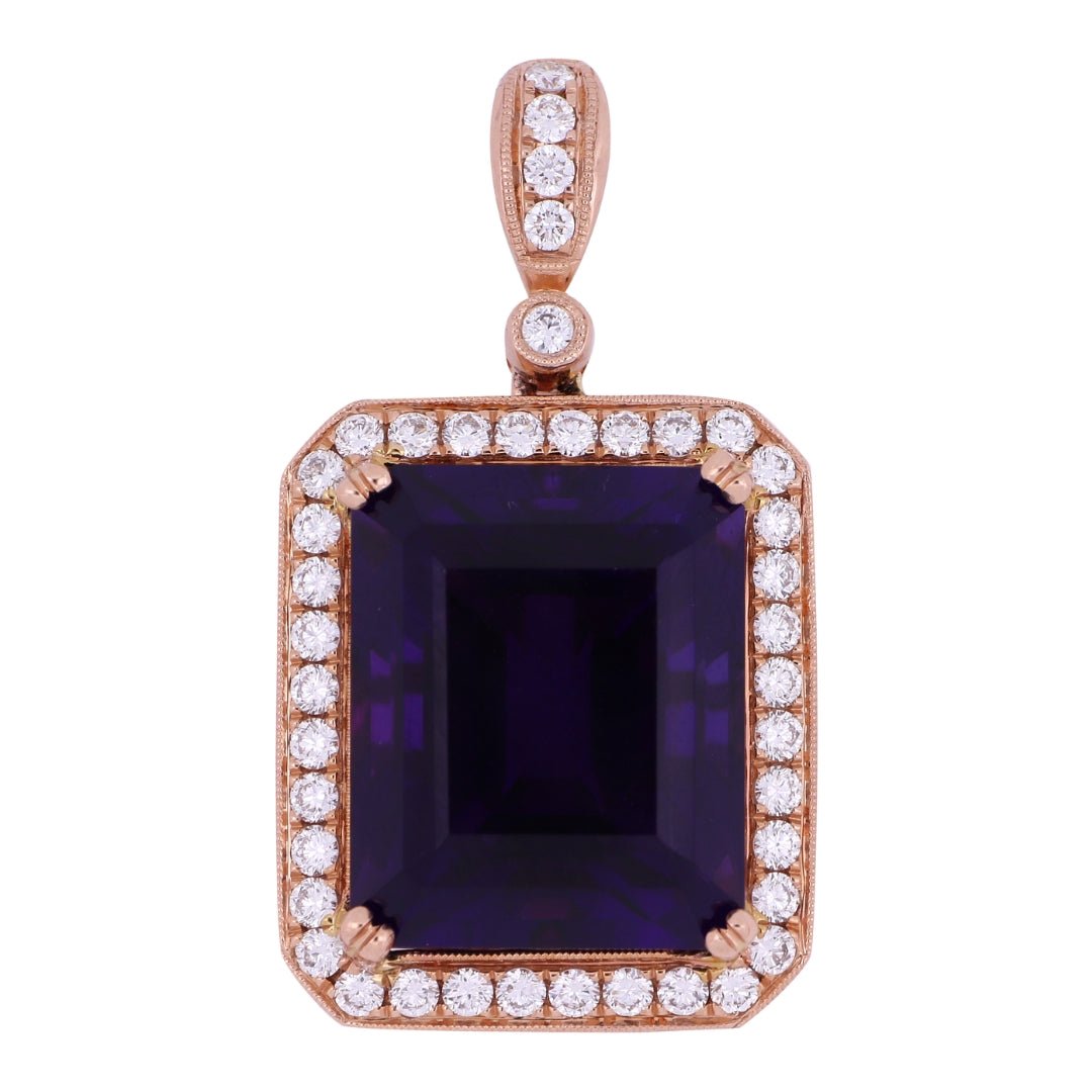 Amethyst Pendant (Amethyst 12.82 cts. White Diamond 0.61 cts.) Not Net