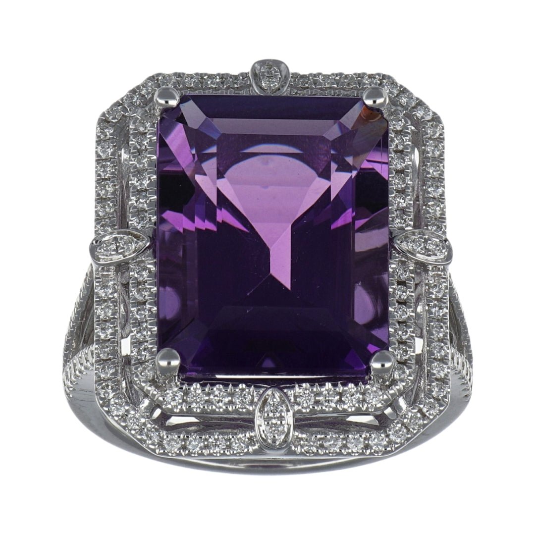 Amethyst Ring (Amethyst 10.46 cts. White Diamond 0.62 cts.) Not Net