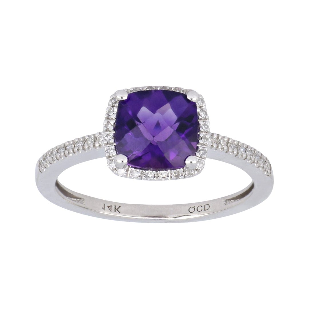 Amethyst Ring (Amethyst 1.37 cts. White Diamond 0.14 cts.) Not Net