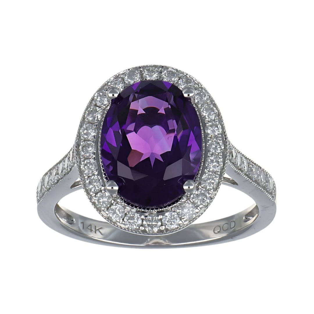 Amethyst Ring (Amethyst 3.4 cts. White Diamond 0.5 cts.) Not Net