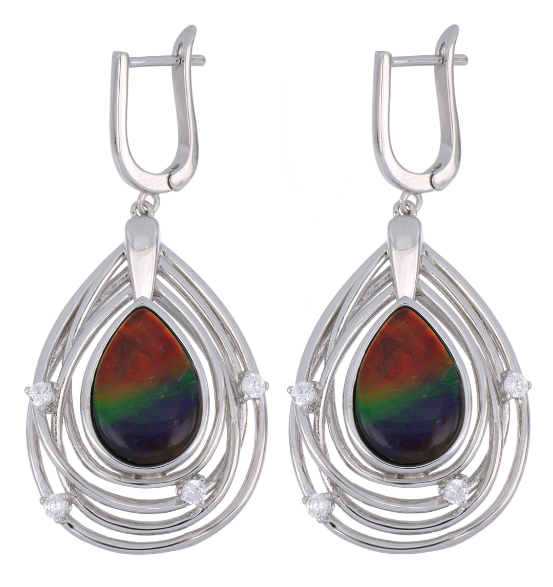 Ammolite Ladies Earrings (Ammolite Cubic Zirconia) Not Net
