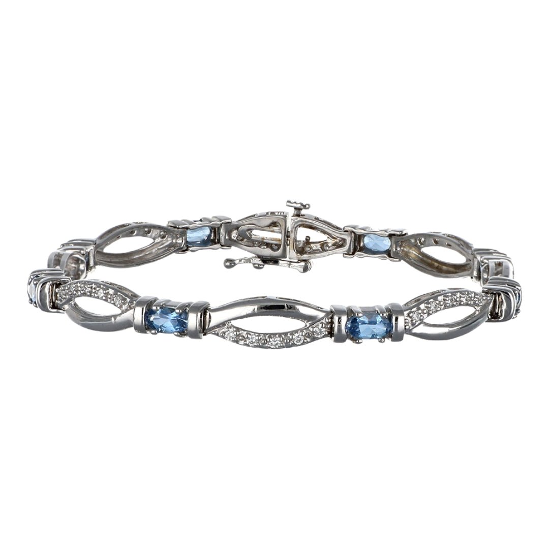 Aquamarine Bracelet (Aquamarine 1.52 cts. Round White Diamond 0.4 cts.) Not Net