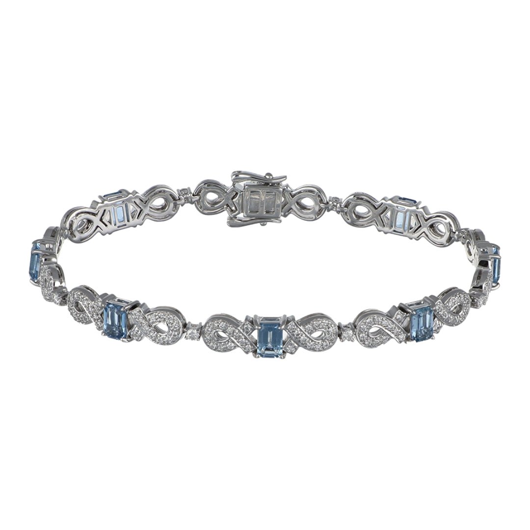 Aquamarine Bracelet (Aquamarine 3.8 cts. White Diamond 1.5 cts.) Not Net