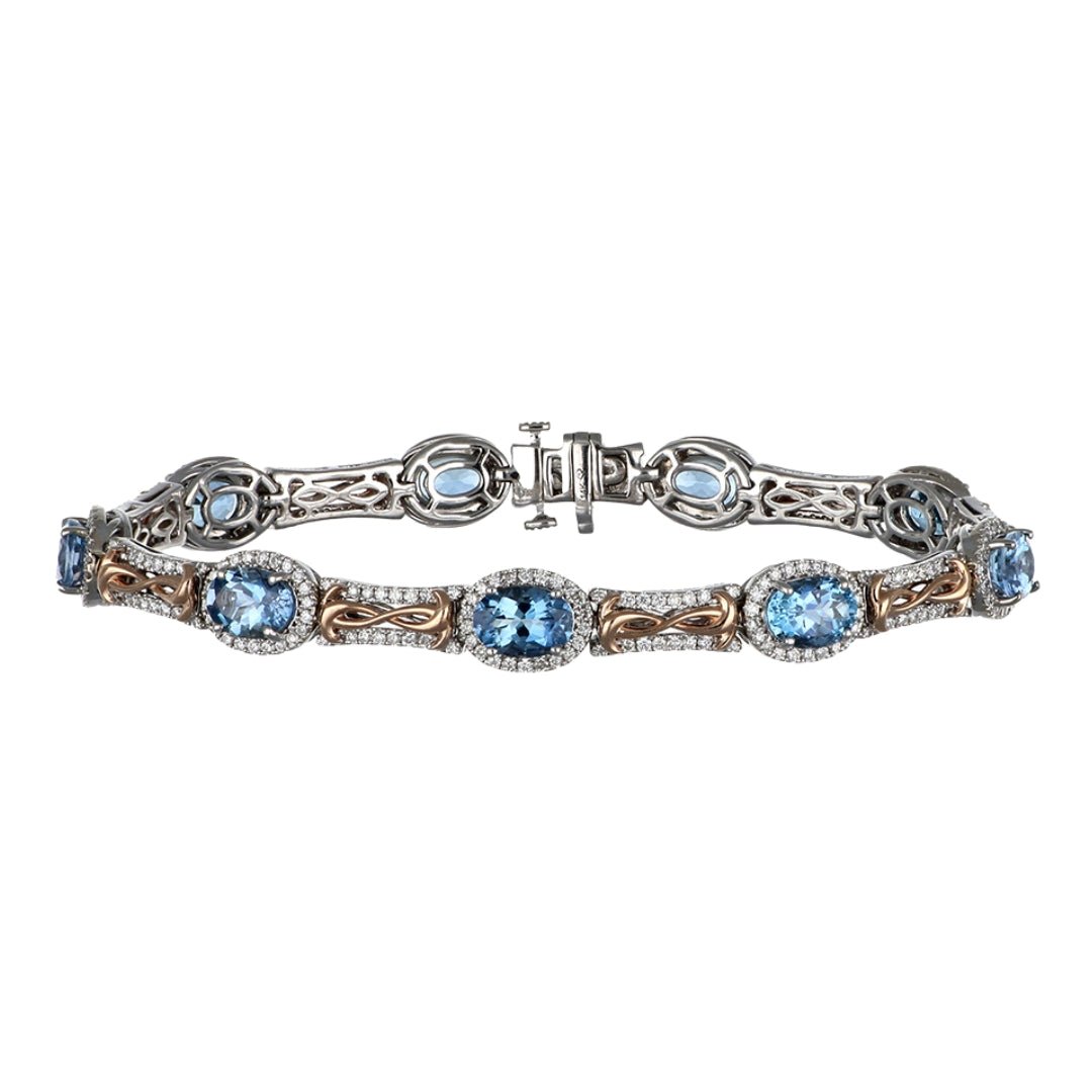 Aquamarine Bracelet (Aquamarine 6.6 cts. White Diamond 1.56 cts.) Not Net