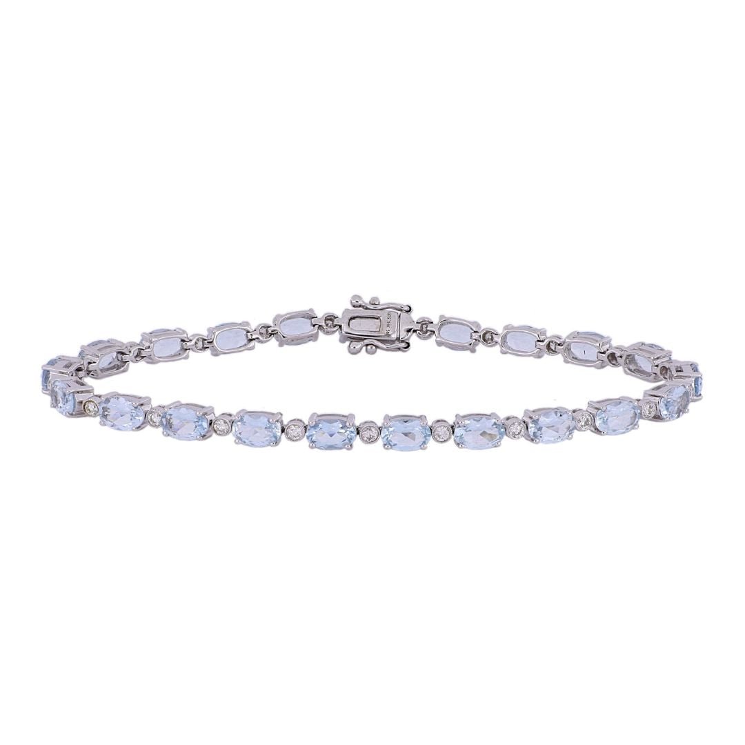 Aquamarine Bracelet (Aquamarine 7.37 cts. White Diamond 0.62 cts.) Not Net