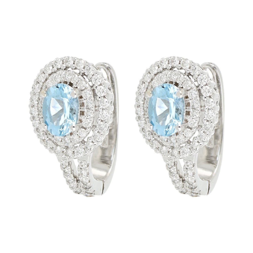 Aquamarine Earrings (Aquamarine 1.6 cts. White Diamond 1 cts.) Not Net