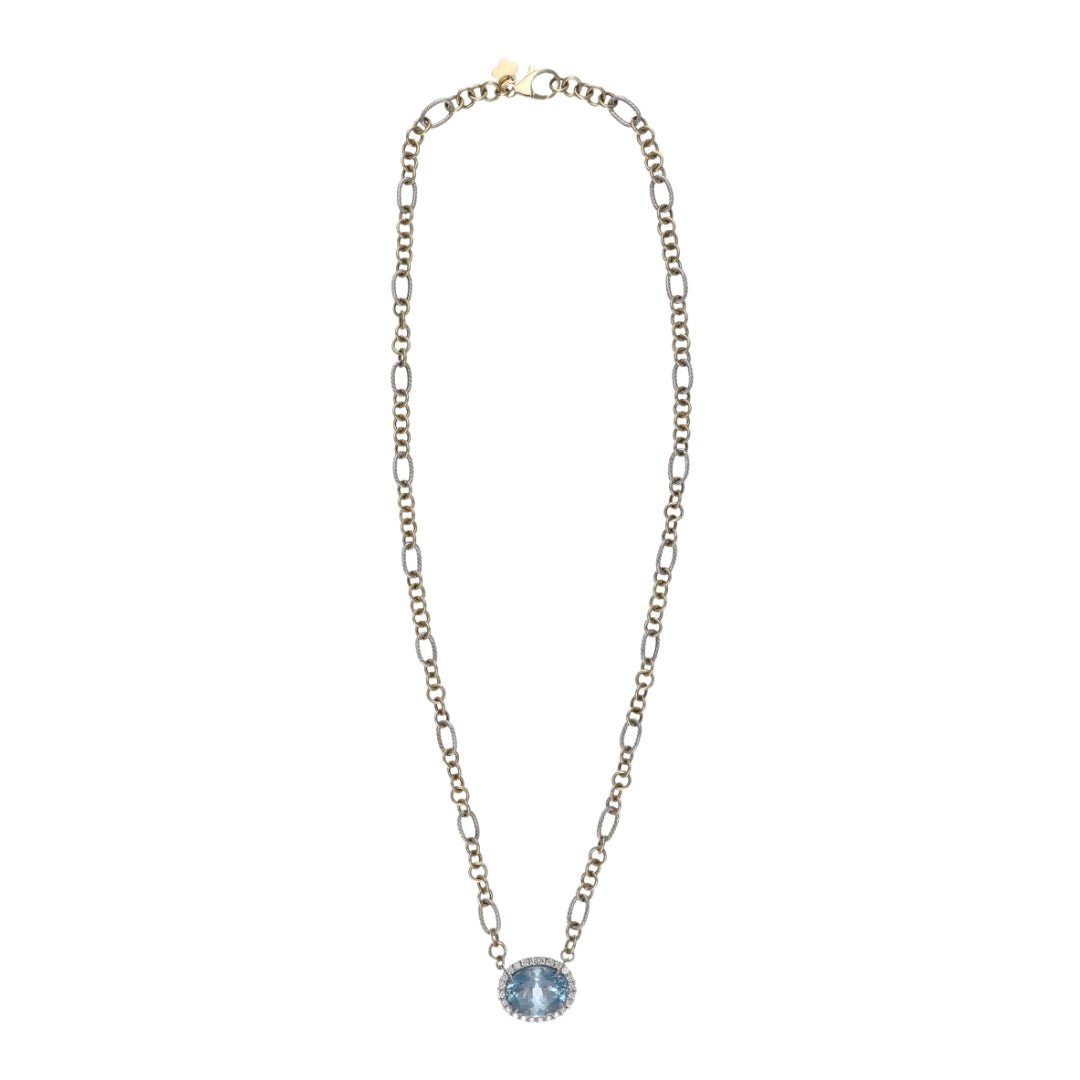 Aquamarine Necklace (Aquamarine 7.86 cts. White Diamond 0.54 cts.) Not Net