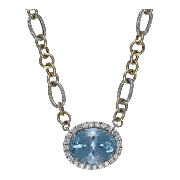 Aquamarine Necklace (Aquamarine 7.86 cts. White Diamond 0.54 cts.) Not Net