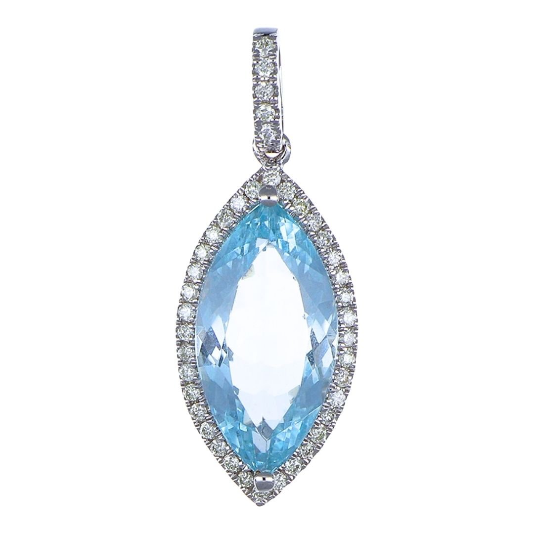 Buy Aquamarine Pendant (Aquamarine 2.94 cts. White Diamond 0.16 cts.) at Kay's Fine Jewelry