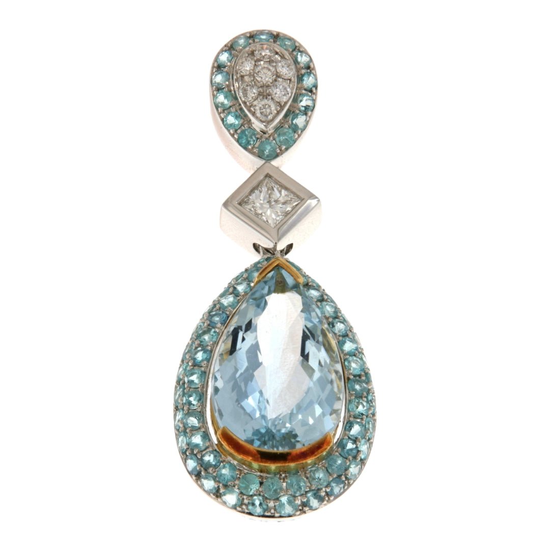 Aquamarine Pendant (Aquamarine 3.03 cts. Paraiba Topaz 0.67 cts. White Diamond 0.23 cts.) Not Net