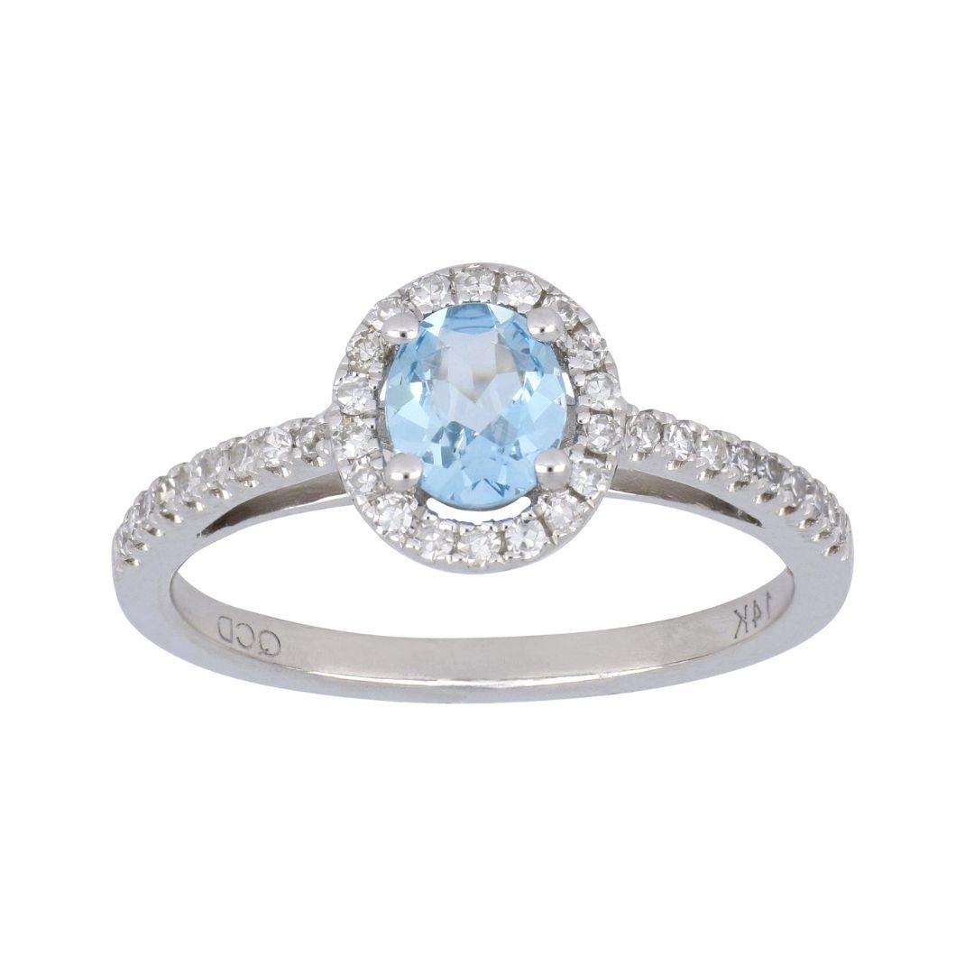 Aquamarine Ring (Aquamarine 0.57 cts. White Diamond 0.24 cts.) Not Net