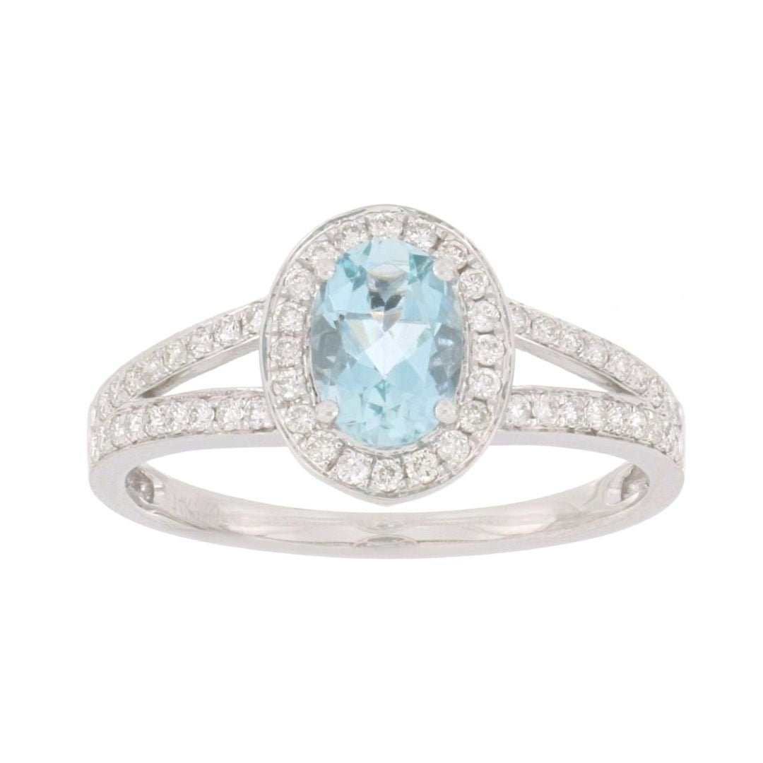 Aquamarine Ring (Aquamarine 0.74 cts. White Diamond 0.28 cts.) Not Net