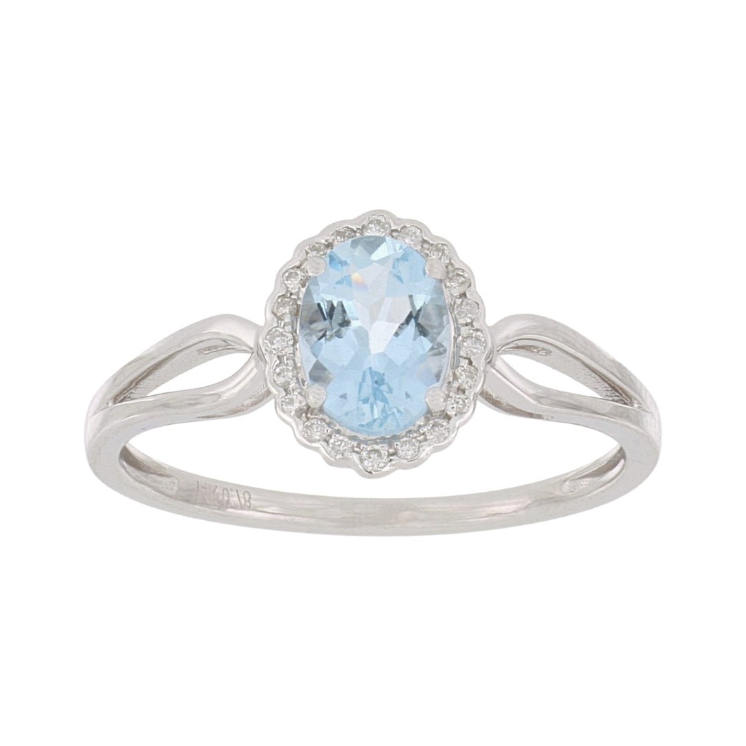 Aquamarine Ring (Aquamarine 0.78 cts. White Diamond 0.07 cts.) Not Net