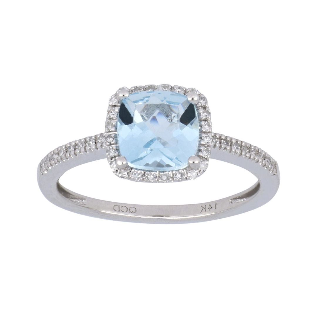 Buy Aquamarine Ring (Aquamarine 1.2 cts. White Diamond 0.12 cts.) at Kay's Fine Jewelry
