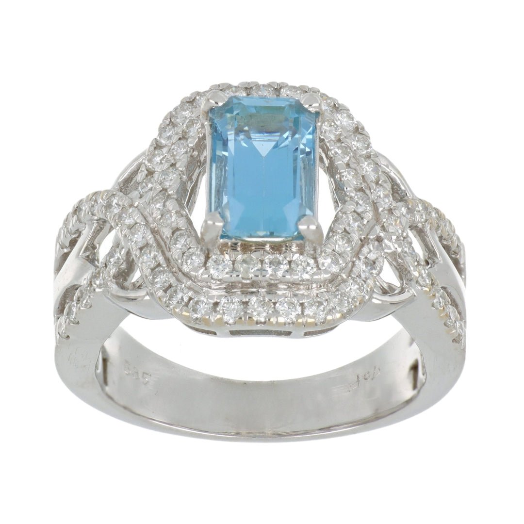 Aquamarine Ring (Aquamarine 1.55 cts. White Diamond 0.7 cts.) Not Net