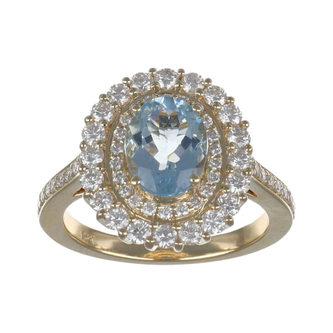 Aquamarine Ring (Aquamarine 1.64 cts. White Diamond 0.98 cts.) Not Net
