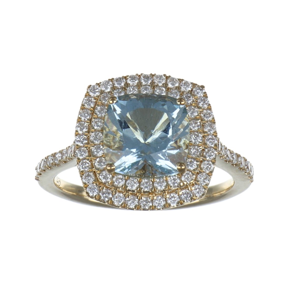 Aquamarine Ring (Aquamarine 2.26 cts. White Diamond 0.51 cts.) Not Net