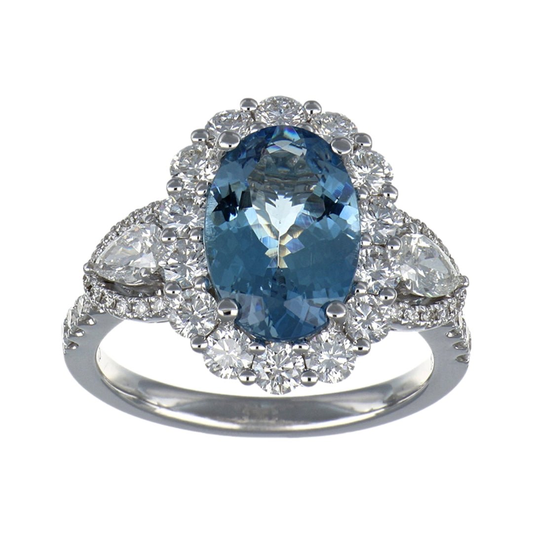 Aquamarine Ring (Aquamarine 2.43 cts. White Diamond 1.6 cts. White Diamond Included cts.) Not Net