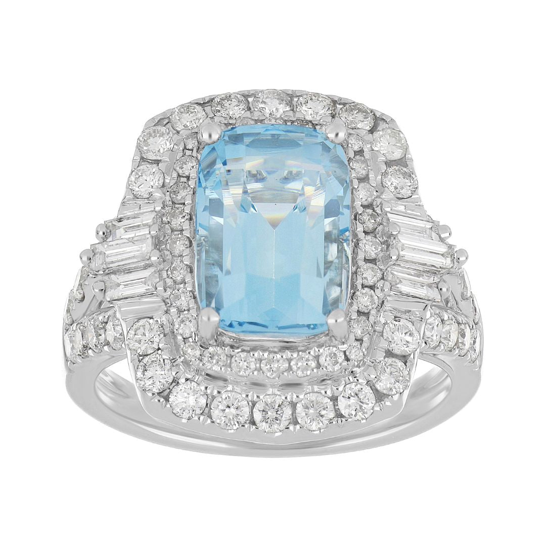 Buy Aquamarine Ring (Aquamarine 3.9 cts. White Diamond 0.26 cts. White Diamond 1.1 cts.) at Kay's Fine Jewelry