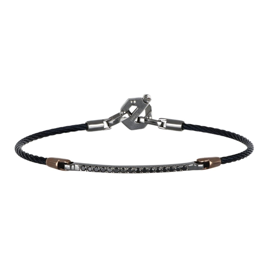 BARAKA Men's Bracelet (Black Diamond 0.24 cts. White Diamond 0.02 cts.) Not Net