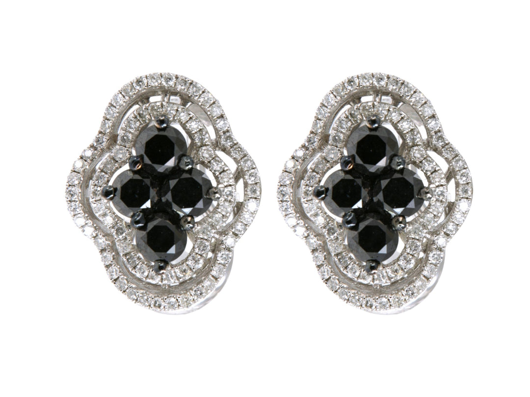 Black Diamond Earrings (Black Diamond 1.68 cts. White Diamond 0.59 cts.) Not Net