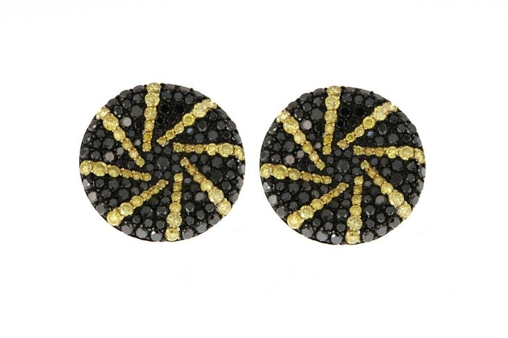 Black Diamond Earrings (Black Diamond 2.77 cts. Yellow Diamond 1.36 cts.) Not Net
