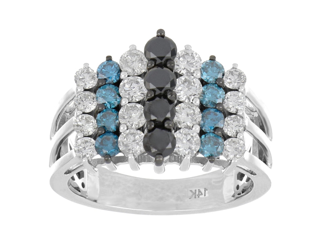 Black Diamond Ring (Black Diamond 0.53 cts. Blue Diamond 0.46 cts. White Diamond 0.89 cts.) Not Net