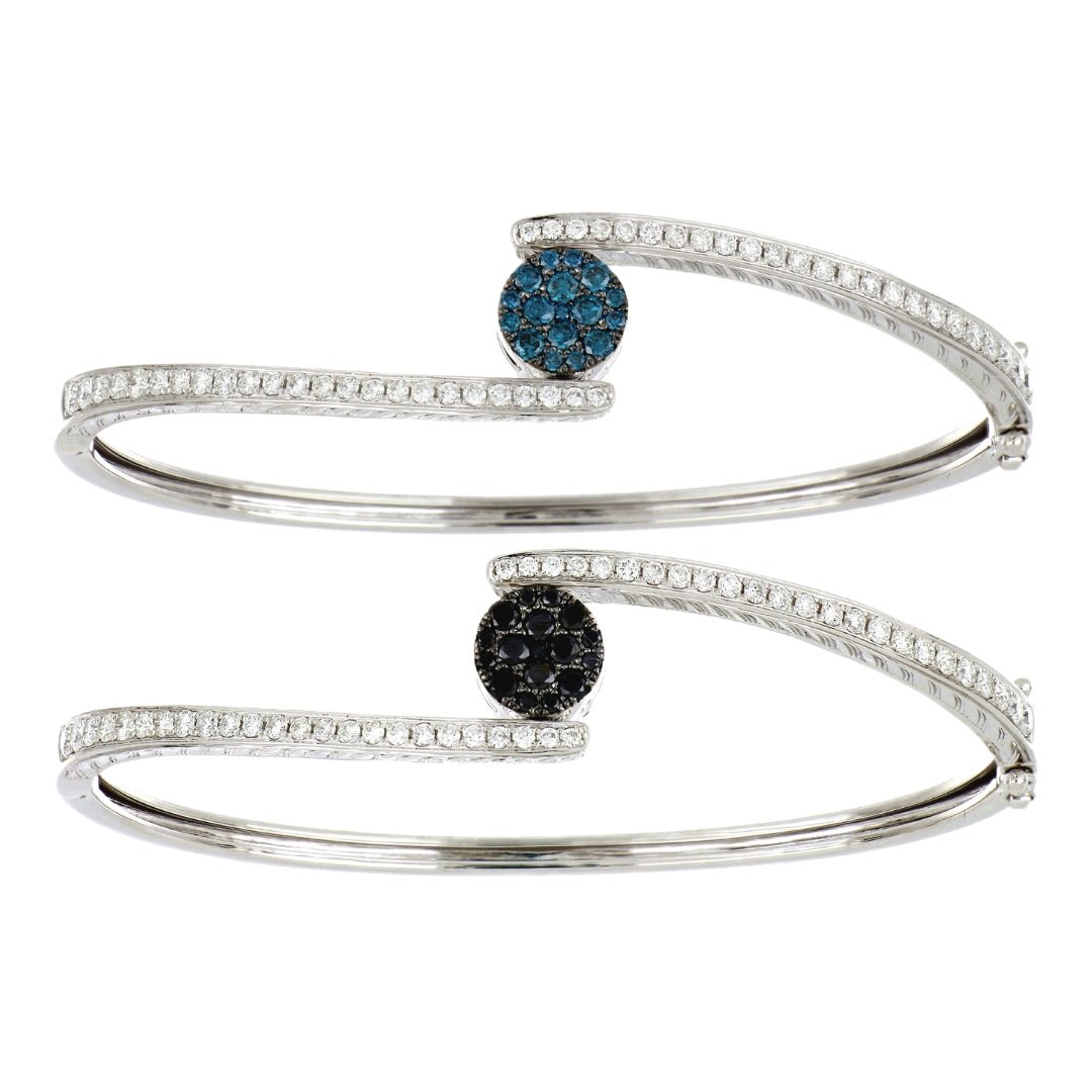 Blue and Black Diamond Bangle (Blue Diamond 0.48 cts. Black Diamond 0.43 cts. White Diamond 1.01 cts.) Not Net